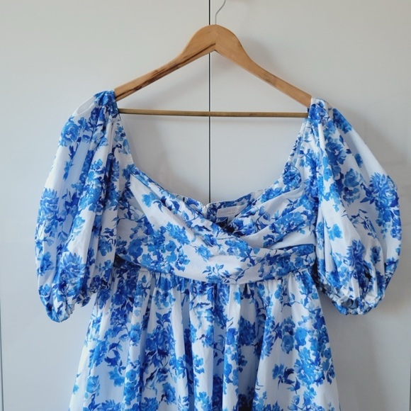 Caroline Constas White and Blue Floral Brie Mini Dress - Picture 3 of 12